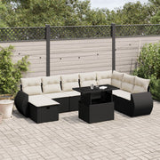 Loungeset 9-delig poly rattan zwart