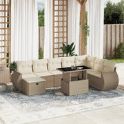 Loungeset 9-delig poly rattan beige
