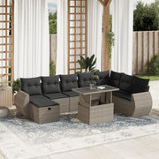 Loungeset 9-delig poly rattan lichtgrijs