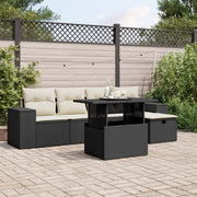 Loungeset 6-delig poly rattan zwart