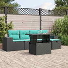 6-piece garden lounge set with cushions black poly rattan