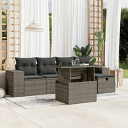 Loungeset 6-delig poly rattan grijs