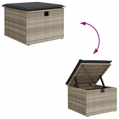 6-delige Loungeset met kussens poly rattan lichtgrijs