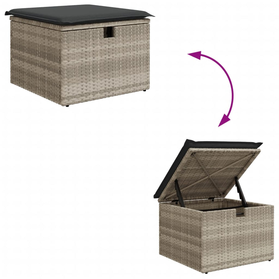 6-delige Loungeset met kussens poly rattan lichtgrijs