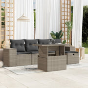 Loungeset 6-delig poly rattan lichtgrijs