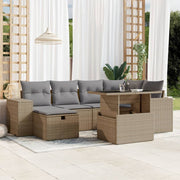 Loungeset 7-delig poly rattan beige