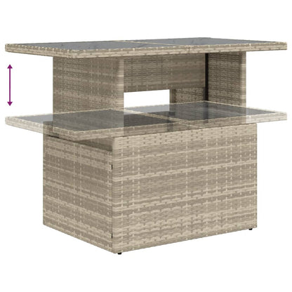 7-delige Loungeset met kussens poly rattan lichtgrijs