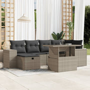 Loungeset 7-delig poly rattan lichtgrijs