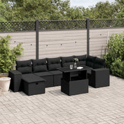 Loungeset 8-delig poly rattan zwart