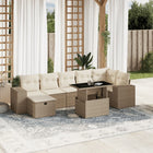 8-delige Loungeset met kussens poly rattan beige