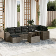 Loungeset 8-delig poly rattan grijs