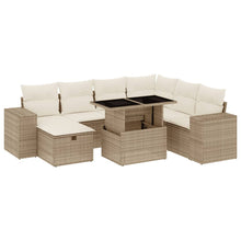 8-delige Loungeset met kussens poly rattan beige