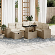 Loungeset 8-delig poly rattan beige