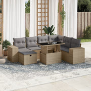 Loungeset 8-delig poly rattan beige
