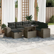 Loungeset 8-delig poly rattan grijs