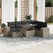 Loungeset poly rattan lichtgrijs 8-delig