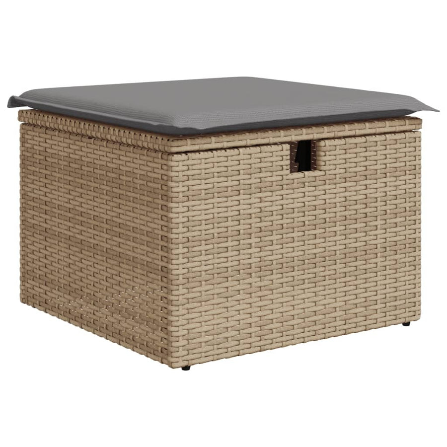 9-delige Loungeset met kussens poly rattan beige