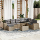 9-delige Loungeset met kussens poly rattan beige