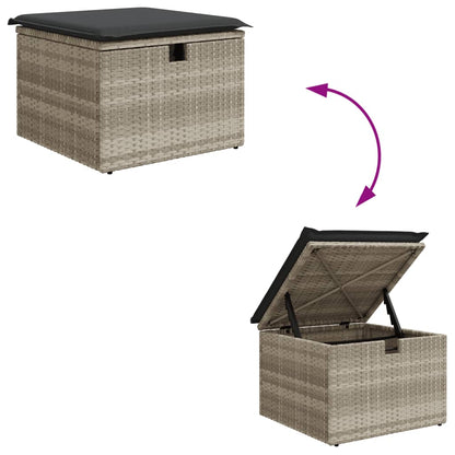 9-delige Loungeset met kussens poly rattan lichtgrijs