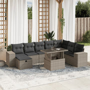 Loungeset 9-delig poly rattan lichtgrijs