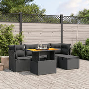 Loungeset poly rattan 6-delig zwart