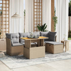 Loungeset 6-delig poly rattan beige