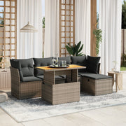 Loungeset 6-delig poly rattan grijs