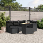 7-Delige Loungeset Met Kussens Poly Rattan Zwart