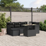Loungeset 7-delig poly rattan zwart