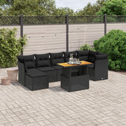 Loungeset 8-delig poly rattan zwart