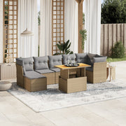 Loungeset 8-delig poly rattan beige
