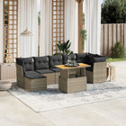 8-delige Loungeset met kussens poly rattan grijs