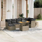 Loungeset poly rattan 8-delig grijs