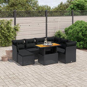 Loungeset 8-delig poly rattan zwart