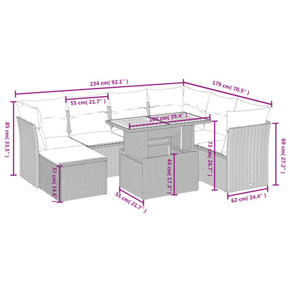 8-Delige Loungeset Met Kussens Poly Rattan Zwart