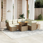 8-delige Loungeset met kussens poly rattan beige