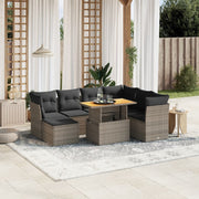 Loungeset poly rattan grijs 8-delig