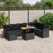 Loungeset 9-delig poly rattan zwart