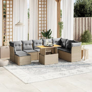 Loungeset 9-delig poly rattan beige