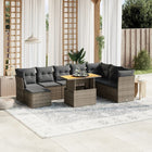 9-delige Loungeset met kussens poly rattan grijs