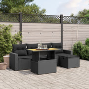 Loungeset 6-delig poly rattan zwart