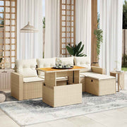 Loungeset 6-delig poly rattan beige