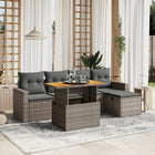 6-piece Lounge Set with Cushions Poly Rattan Grey