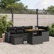 Loungeset 7-delig poly rattan zwart