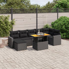 8-Delige Loungeset Met Kussens Poly Rattan Zwart