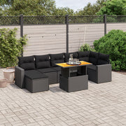 Loungeset 8-delig poly rattan zwart