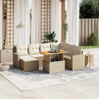 8-delige Loungeset met kussens poly rattan beige