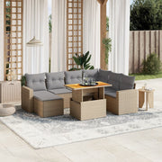 Loungeset 8-delig poly rattan beige
