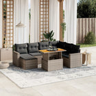 8-delige Loungeset met kussens poly rattan grijs