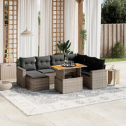 Loungeset 8-delig poly rattan grijs